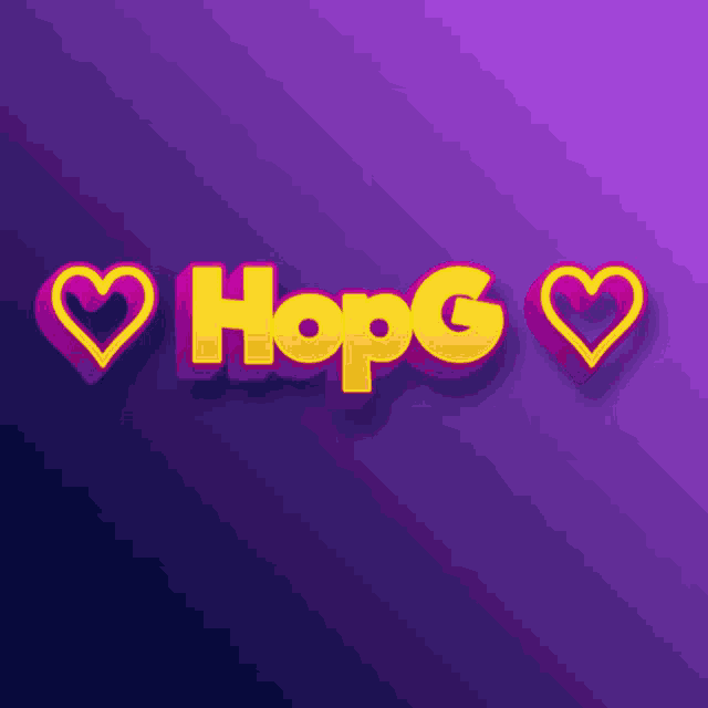 the word hopg is on a purple background with hearts