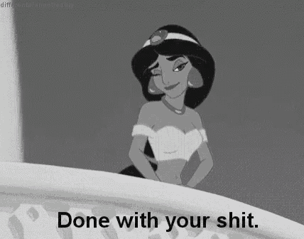 a black and white cartoon of jasmine from aladdin standing on a balcony .