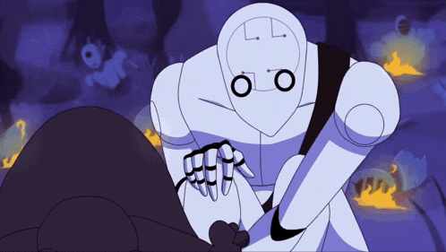 a cartoon drawing of a robot with the letters l and o on its head