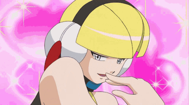 a cartoon character with a yellow helmet and headphones