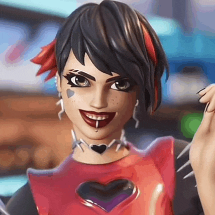 a close up of a cartoon character wearing a heart shaped shirt and earrings .