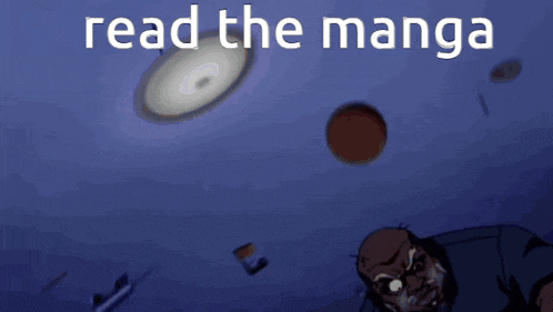 a blue background with the words read the manga on top