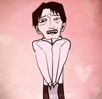 a drawing of a man with his hands folded