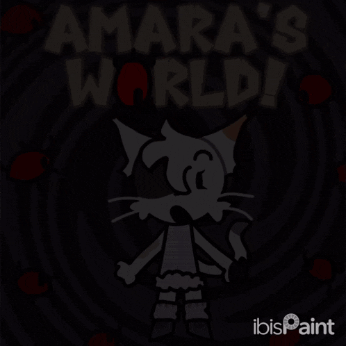 a poster for amara 's world with a cat