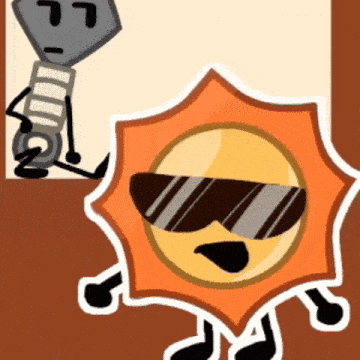 a cartoon drawing of a sun wearing sunglasses and holding a key