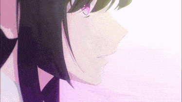 a close up of a person 's face with a pink eye