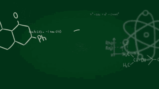 a green chalkboard with a chemical formula written in white chalk