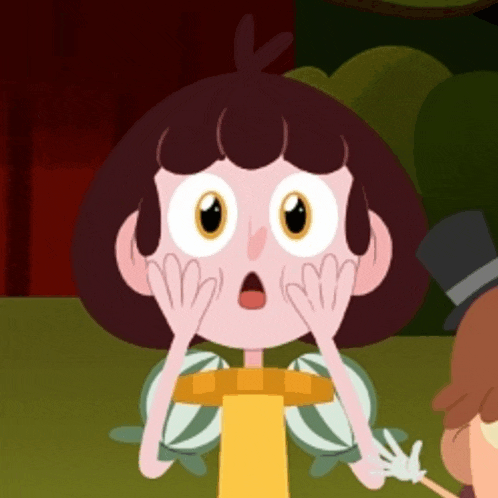 a girl with a surprised look on her face