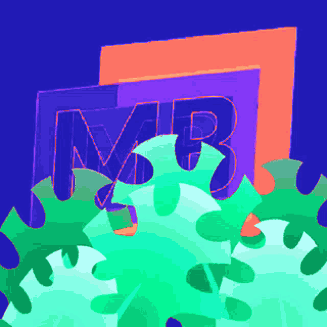 a colorful illustration with the letter m and b