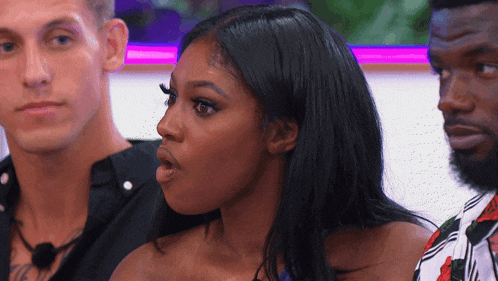 a woman with a surprised look on her face