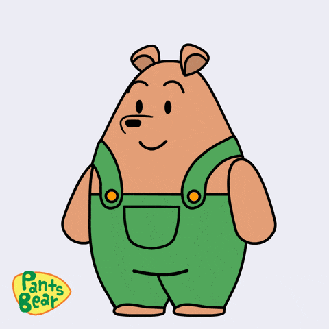 a cartoon of a bear holding a rainbow with the words pants bear on the bottom