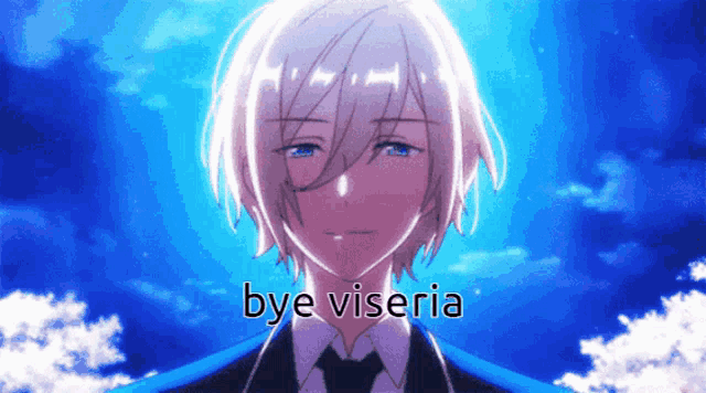 a picture of a boy with the words bye viseria written below him