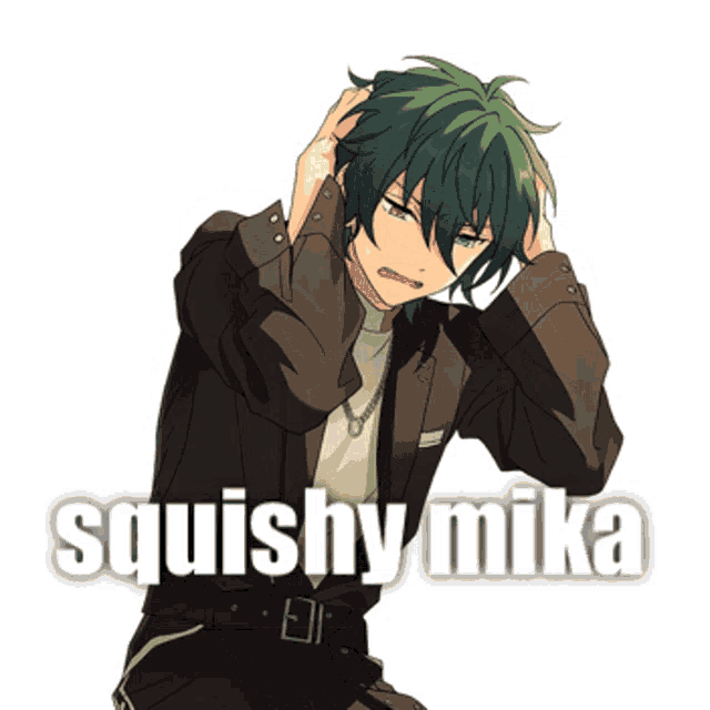 a picture of a person with the words squishy mika on the bottom