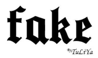 a black and white image of the word fake by tuliya