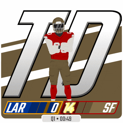 a football player stands in front of a large number 70