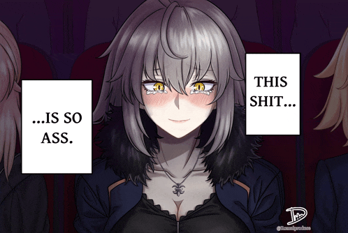 a drawing of a girl with yellow eyes and the words this shit is so ass