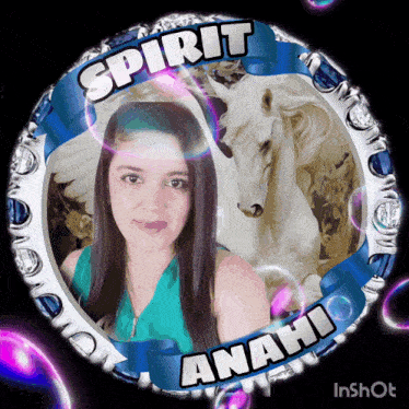 a picture of a woman and a unicorn with the words spirit anahi