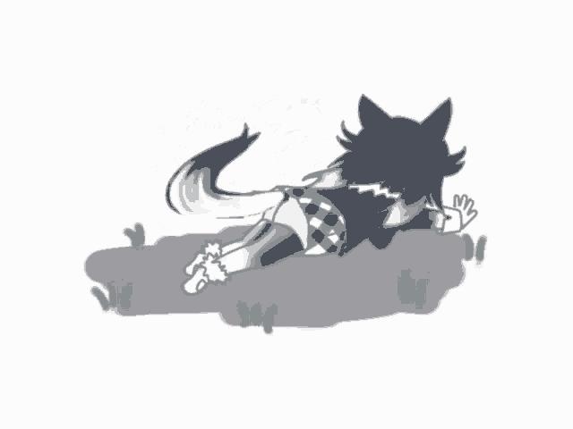 a drawing of a wolf laying on a rock