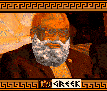a pixelated image of a man with a beard and the words it 's greek on the bottom