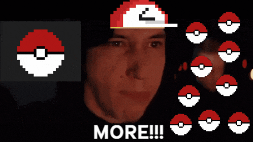 a pixelated image of a man with a hat and the words more