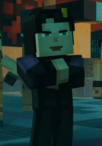 a minecraft character is standing in the dark