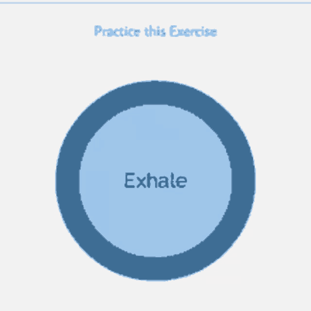 a blue circle that says exhale in the center