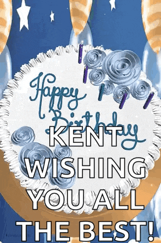 a birthday cake with the words happy kenty wishing you all the best written on it