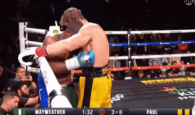a boxing match between mayweather and paul is being broadcasted on showtime