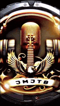a logo for jmjtb with a guitar and an eagle on it
