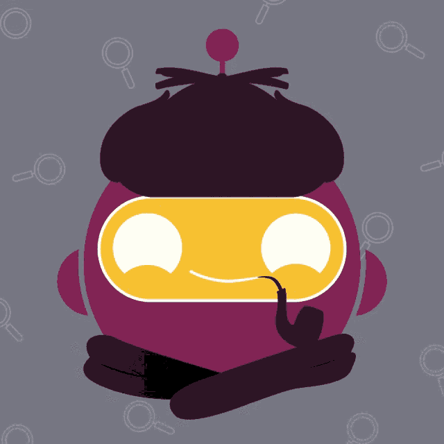 a cartoon drawing of a robot with a hat and a pipe