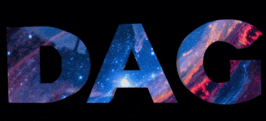 the word dag is surrounded by a colorful galaxy