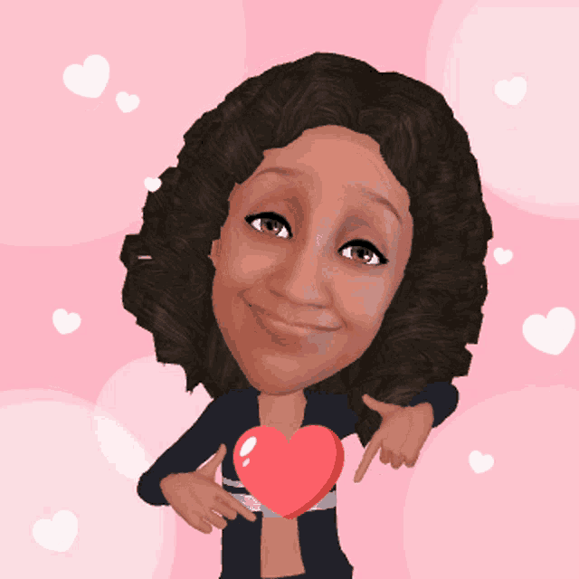 a cartoon of a woman holding a red heart in her chest