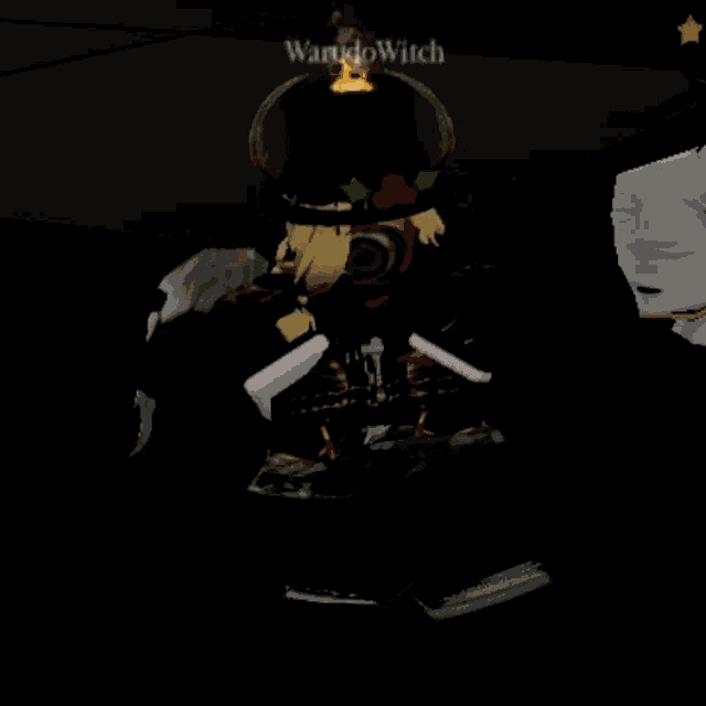 a cartoon character with the name warudowitch written on it