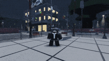 a person in a video game is standing in front of a building that has a sign that says no parking
