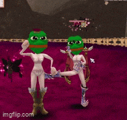 a couple of cartoon characters with green faces are standing next to each other