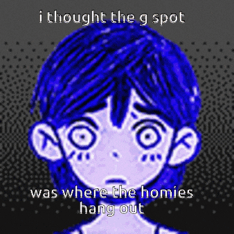 a pixel art drawing of a girl with the words i thought the g spot was where the homies hang out