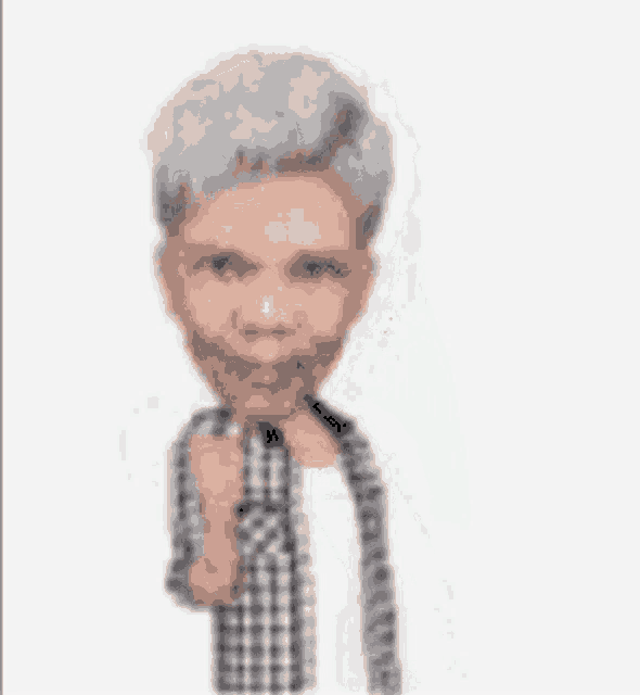 a cartoon of a man with gray hair wearing a plaid shirt and a white tank top .