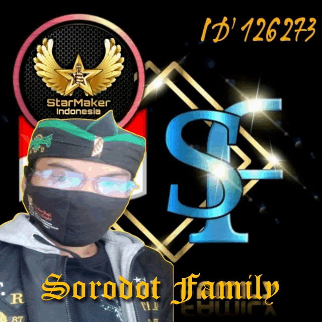 a man wearing a mask with the name sorodot family