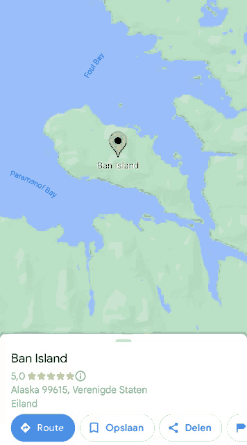 a map shows the location of ban island