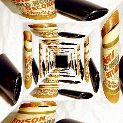 an optical illusion of a tunnel with a bottle of edison records in the middle