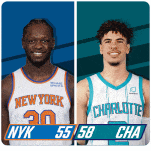 New York Knicks (55) Vs. Charlotte Hornets (58) Half-time Break GIF - Nba Basketball Nba 2021 GIFs