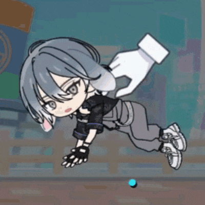 a cartoon character is doing a handstand while being held by a person 's hand .
