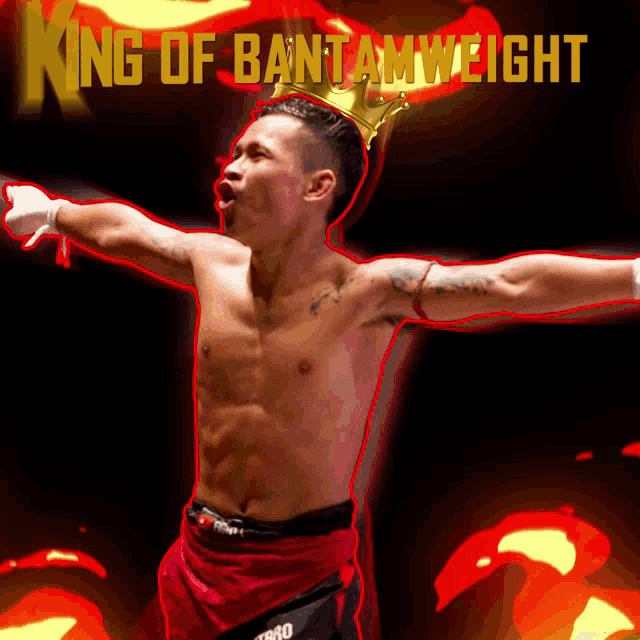 a man with a crown on his head and the words king of bantamweight behind him
