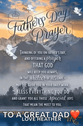 a father 's day prayer is written on a blue background