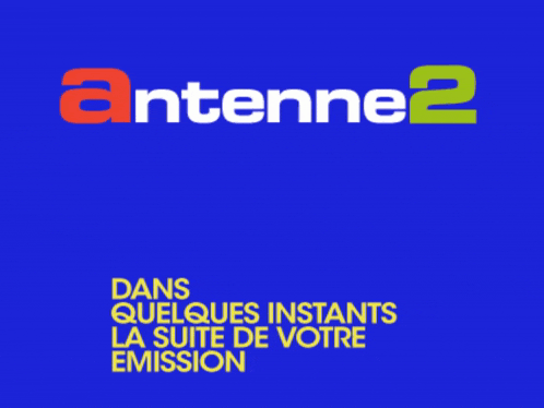 a blue sign that says antenne 2 in white letters