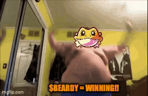 a cartoon of a lizard with the words $ beardy = winning written on it