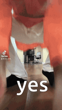 a person 's feet are shown in a tik tok video with the words yes