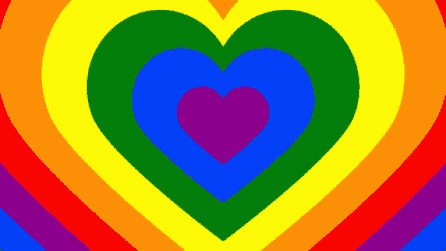 a rainbow heart with a purple heart in the center