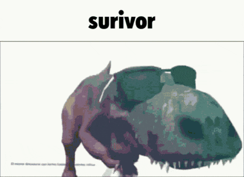 a picture of a dinosaur with the word survivor on top