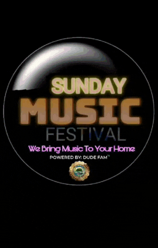 a sunday music festival advertisement with a black background